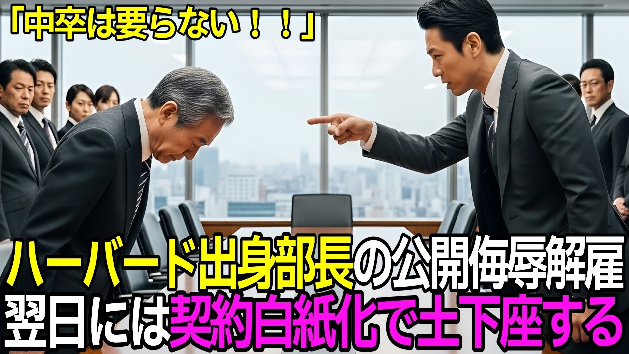 【スカッと】「学歴のない奴は要らない」解雇された中卒社員。翌日、3000億の契約が白紙に…会社が地獄に