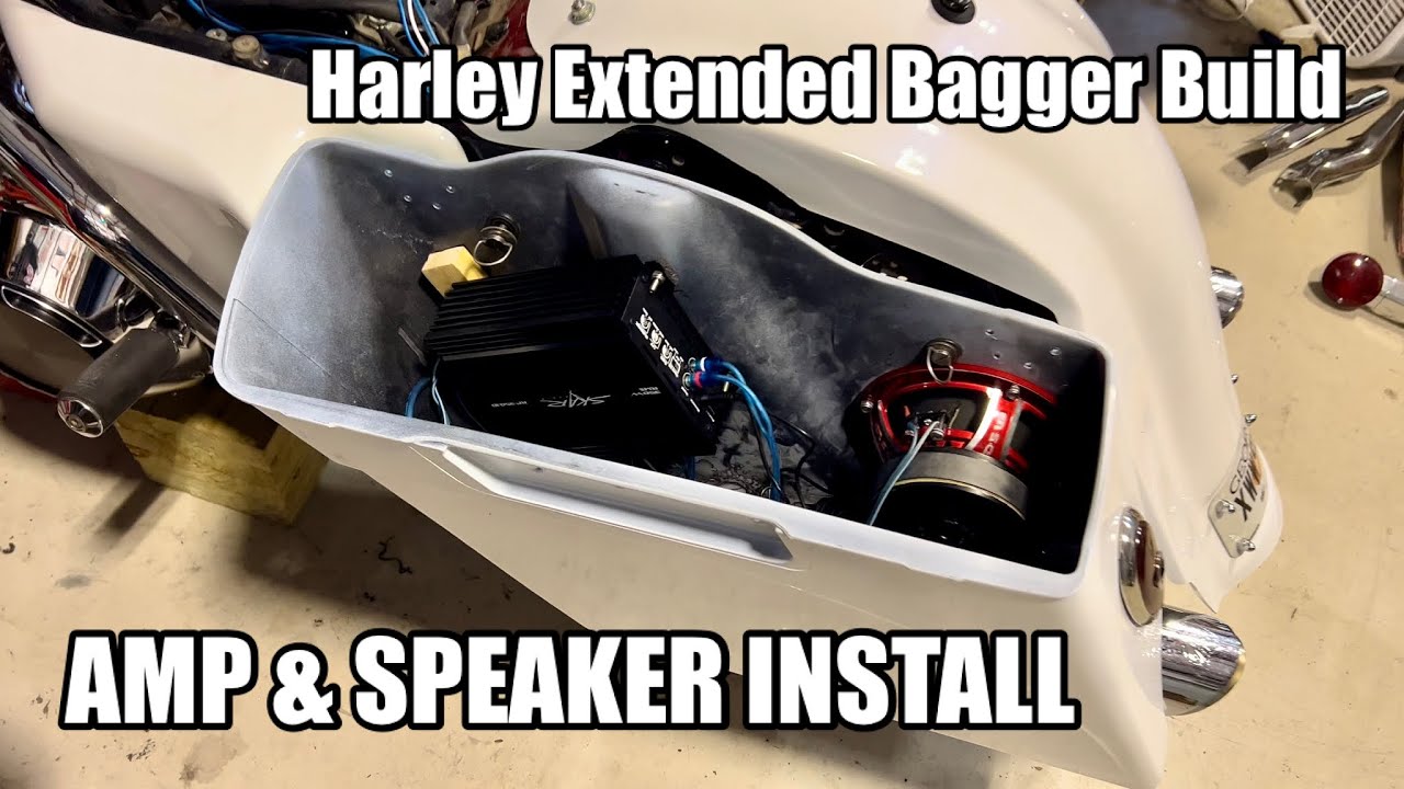 SKAR AMP & DS18 SPEAKER INSTALL - '06 Harley Extended Bagger