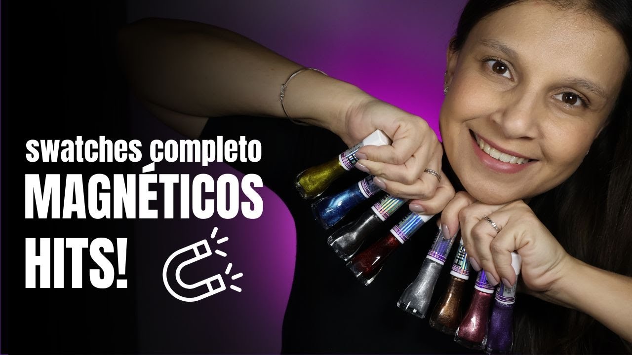 Swatches dos novos esmaltes Magnéticos da Hits!