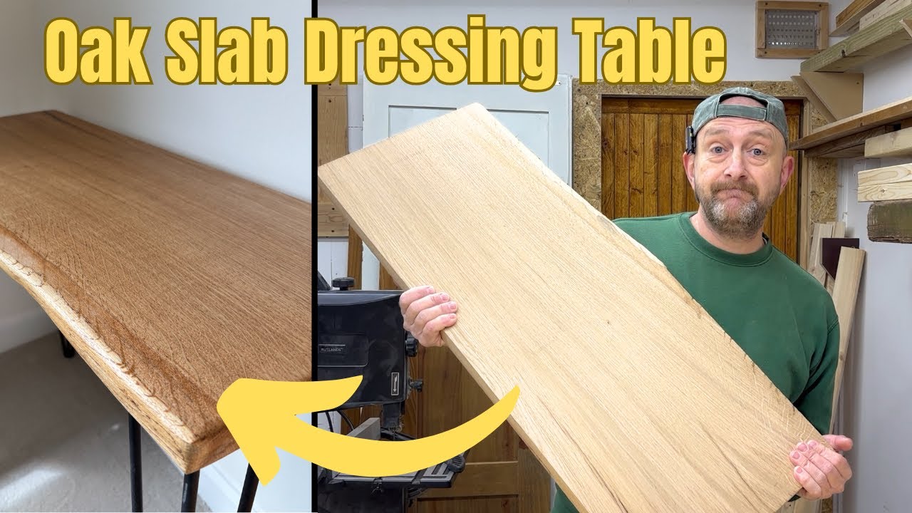 Oak Slab with Crack filled with Epoxy and turned into a Dressing Table