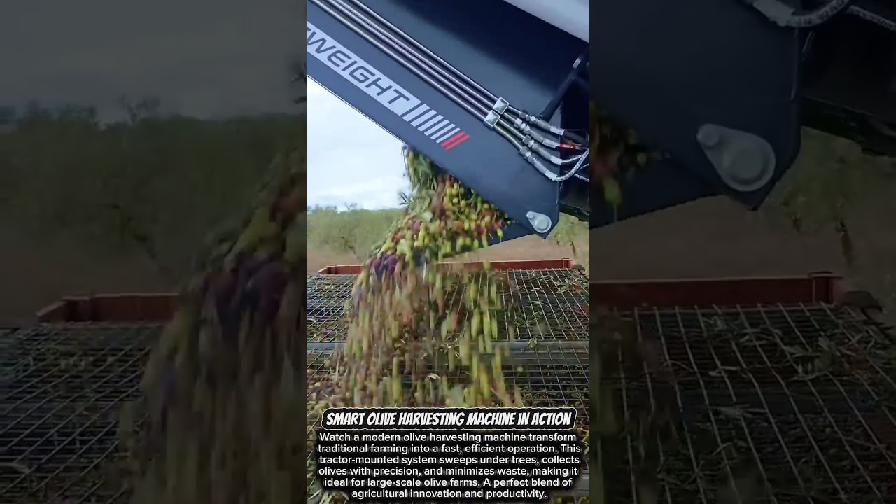 Smart Olive Harvesting Machine in Action #satisfying #SmartFarming #OliveHarvest #FarmMachinery