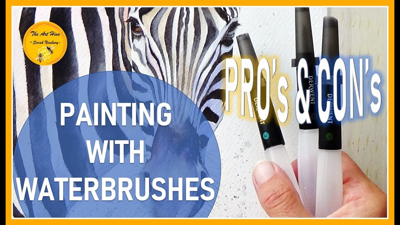 🎨How to Paint with a WATER BRUSH - Pros and Cons | testing Derwent waterbrush | paint a ZEBRA