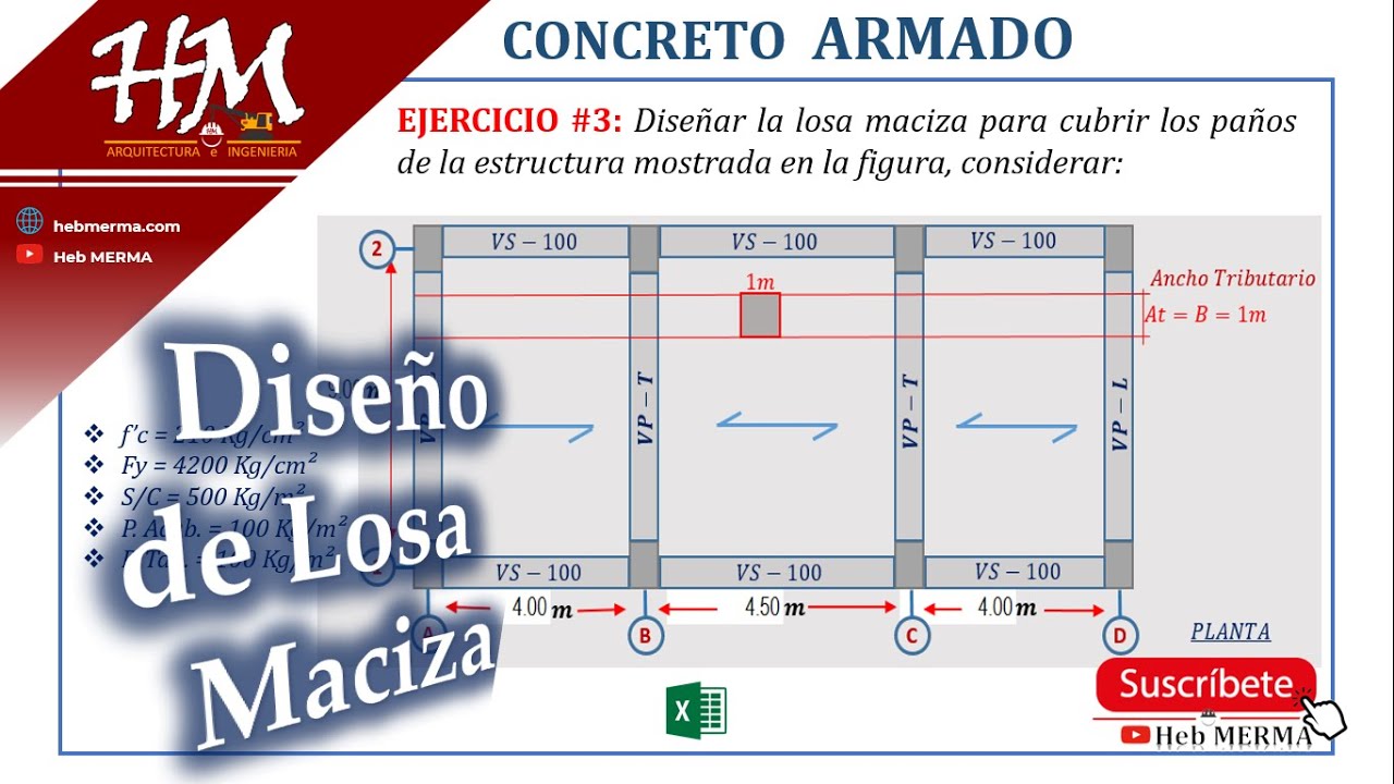 Como DISE&Ntilde;AR una LOSA MACIZA (paso a paso) | CONCRETO ARMADO E#3 | #HebMERMA