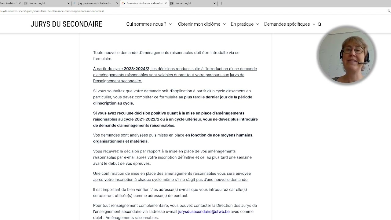 processus de demande aménagements raisonnables Jury central