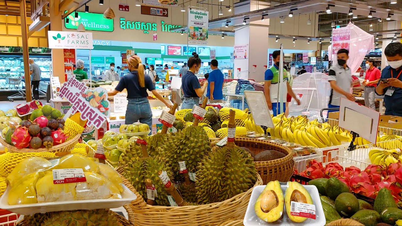Plenty of Yummy Foods, Fruits in AEON Mall Phnom Penh - Japan Best Shopping Mall in Cambodia