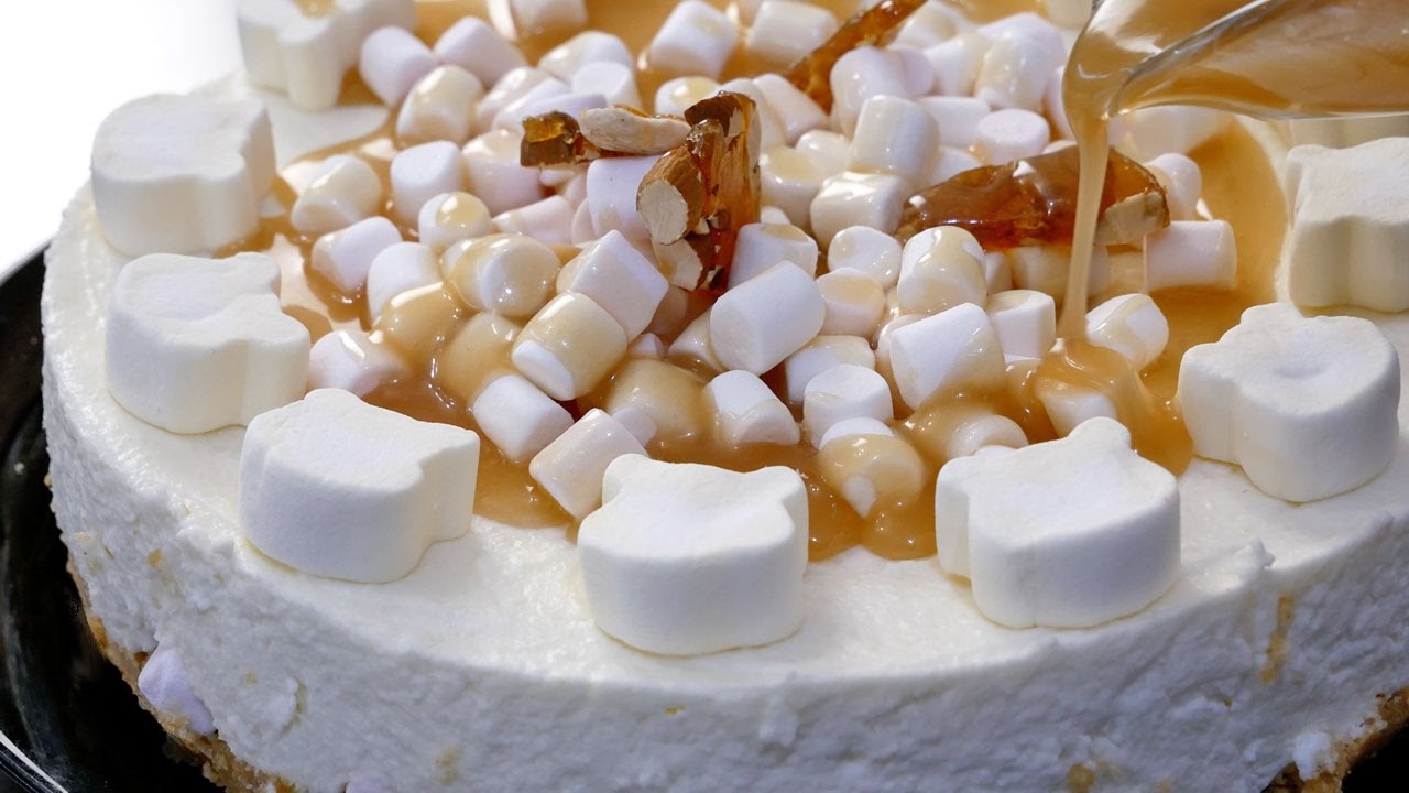 Карамельный чизкейк без выпечки с маршмеллоу