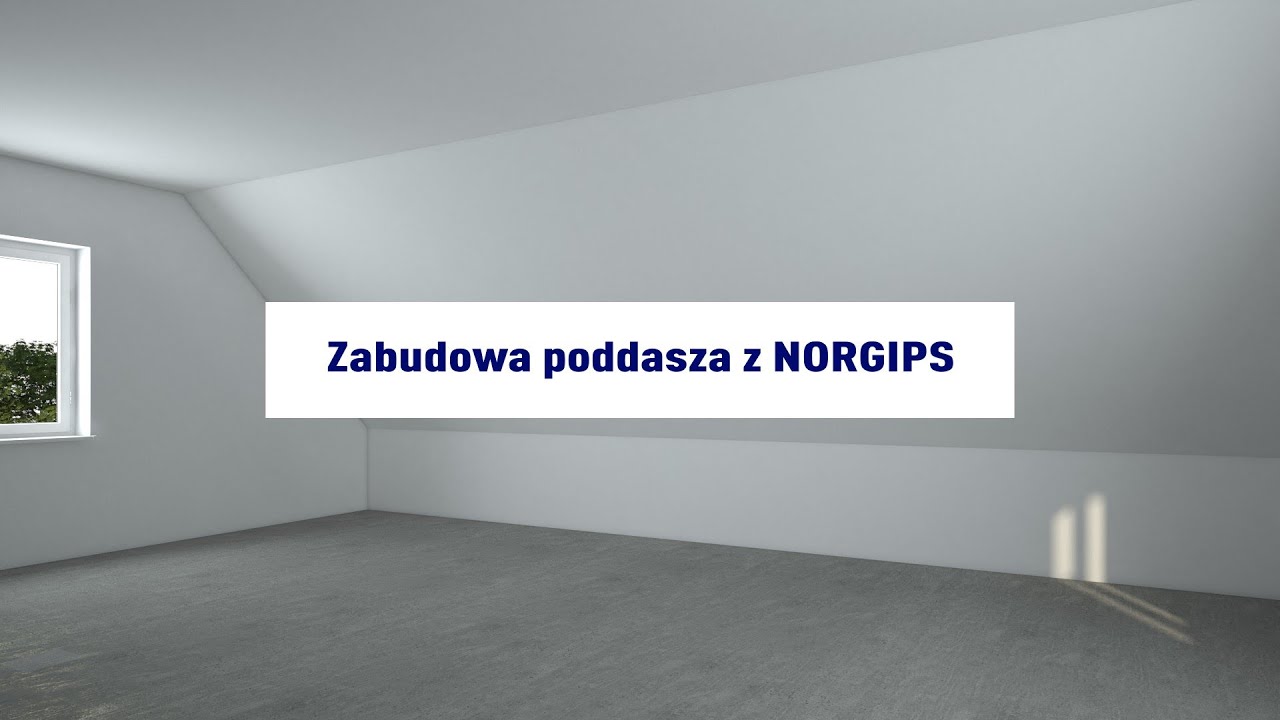 Zabudowa poddasza na profilach CD60 i wieszakach typ ES / płaskich typ L z okładziną jednowarstwową