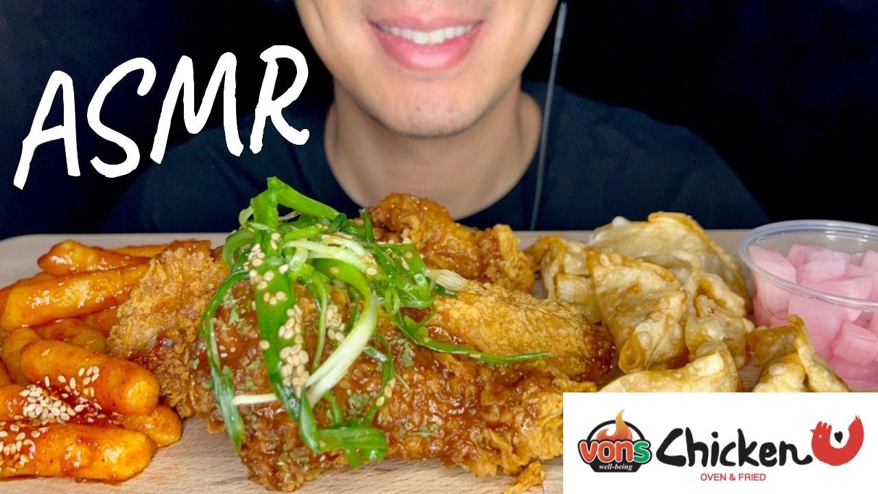 ASMR VONS CHICKEN CRISPY PADAK CHICKEN + MANDOO + RICE CAKES | MUKBANG | EATING SOUNDS | EATING SHOW