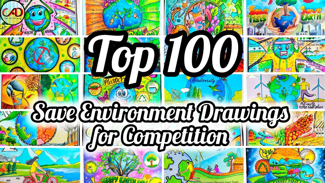 Save Environment Poster Drawing / Save Trees Save Earth Chart Project Making