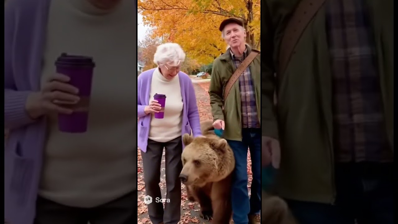 Grandma and Grandpa taking a bear out on a walk #rabbittrail #funny #bearfunny #fypシ