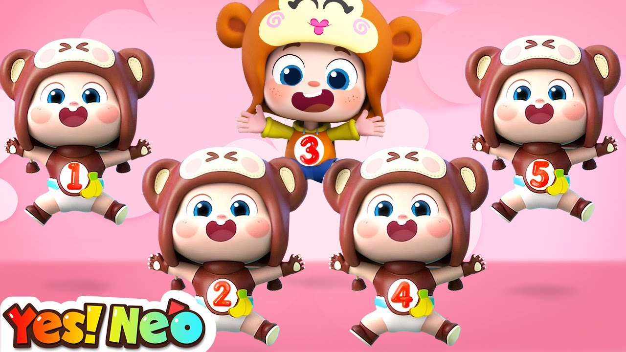 Five Little Monkeys | Learn Numbers | Take Care of Five Babies | Nursery Rhyme & Kids Song |Yes! Neo