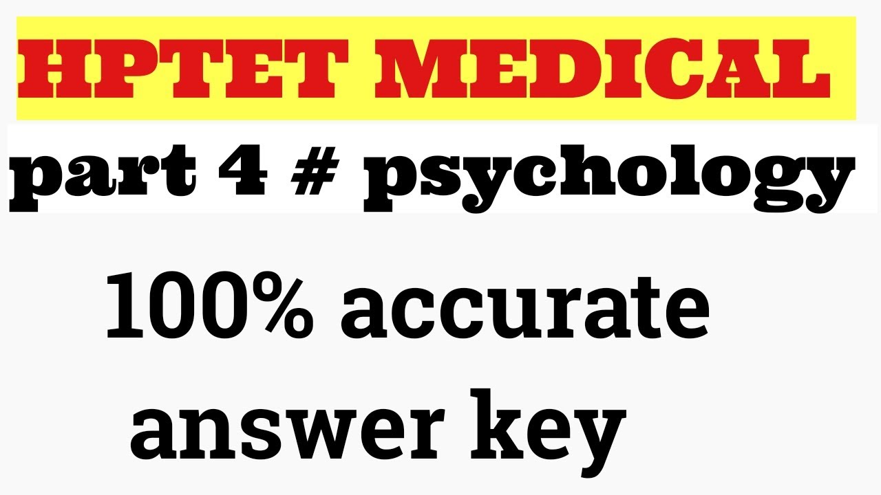 hptet Medical answer key| psychology section | hptet Medical answer key psychology section