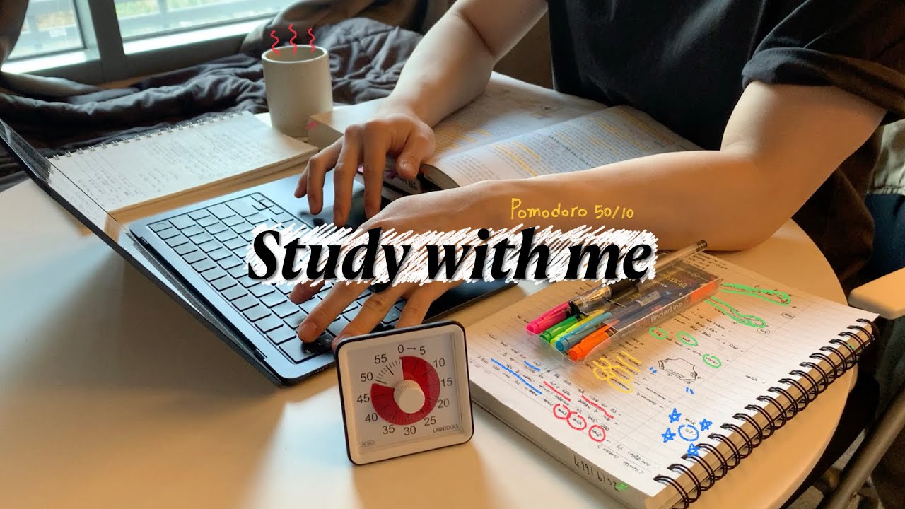 2 HOUR STUDY WITH ME / Pomodoro 50-10 / Background noise, No Music