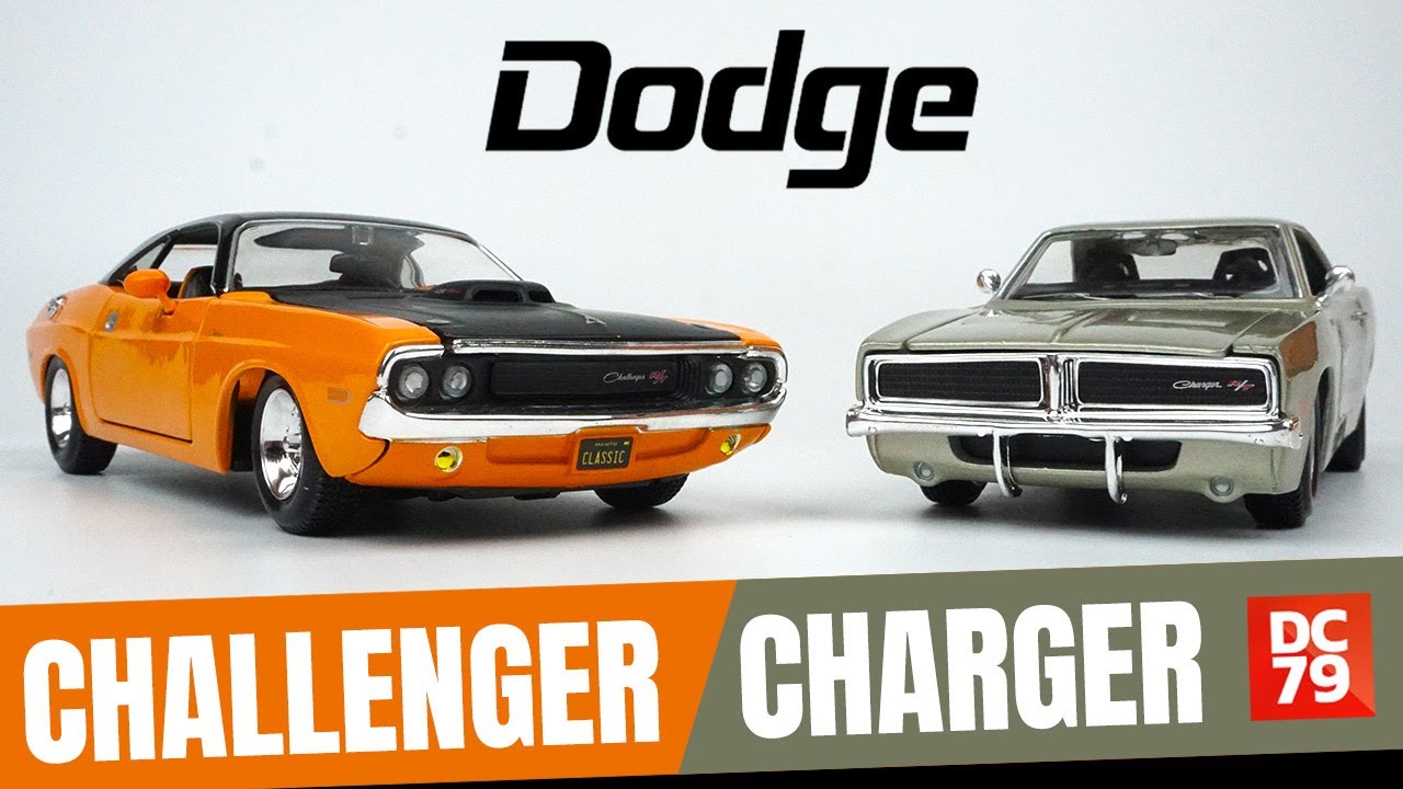 Dodge Challenger R/T 1970 vs Charger R/T 1969. Diecast car 1/24 by Maisto.