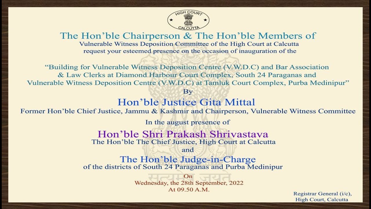 Inauguration of the Building for Vulnerable Witness Deposition Centre at Diamond Harbour & Tamluk
