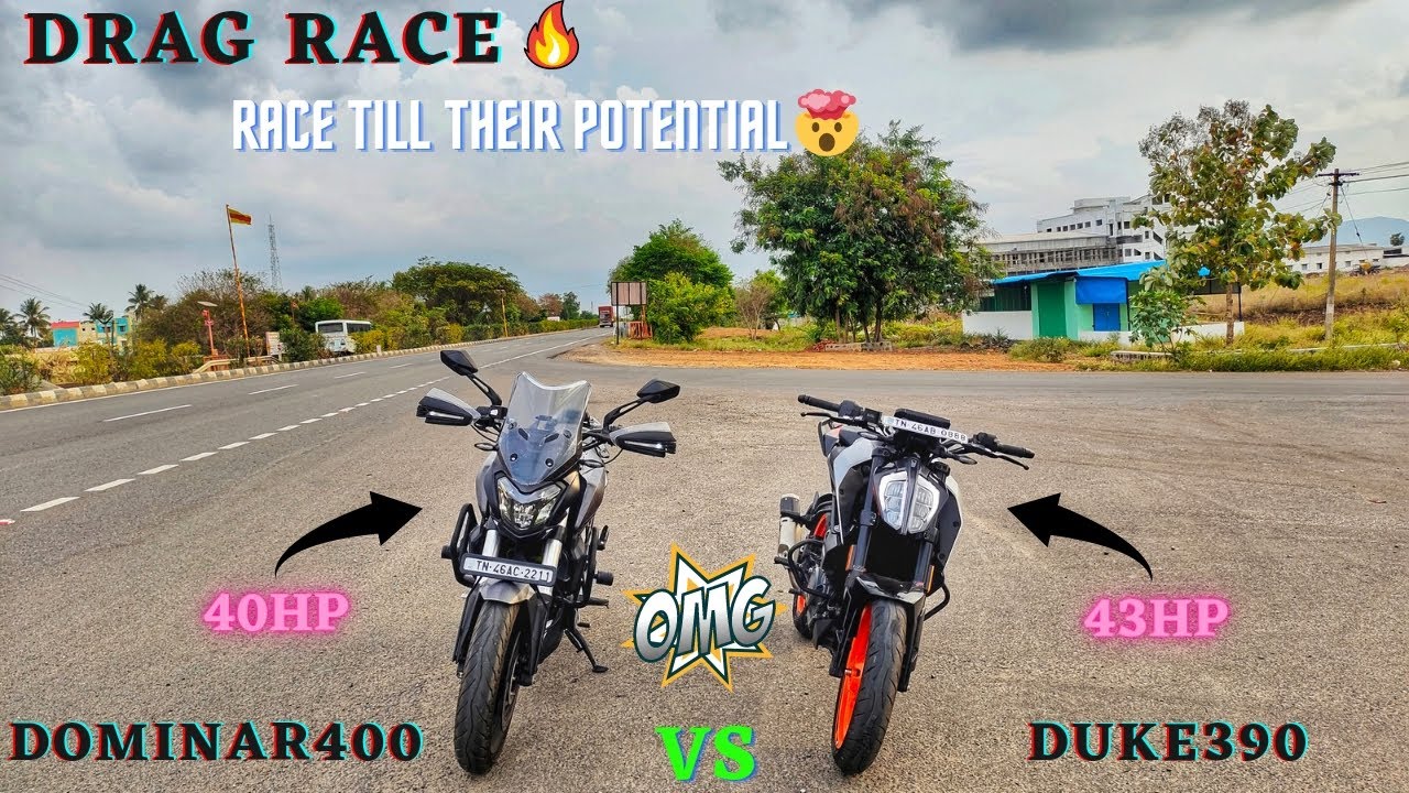Duke 390 vs Dominar 400  - Drag Race🔥/Race Till Their Potential💪/Battle Begins😈/Close Calls🤯/Result🥵