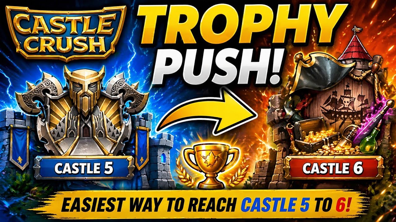 (Castle crush) castle 5 to 6 trophy push using storm elemental