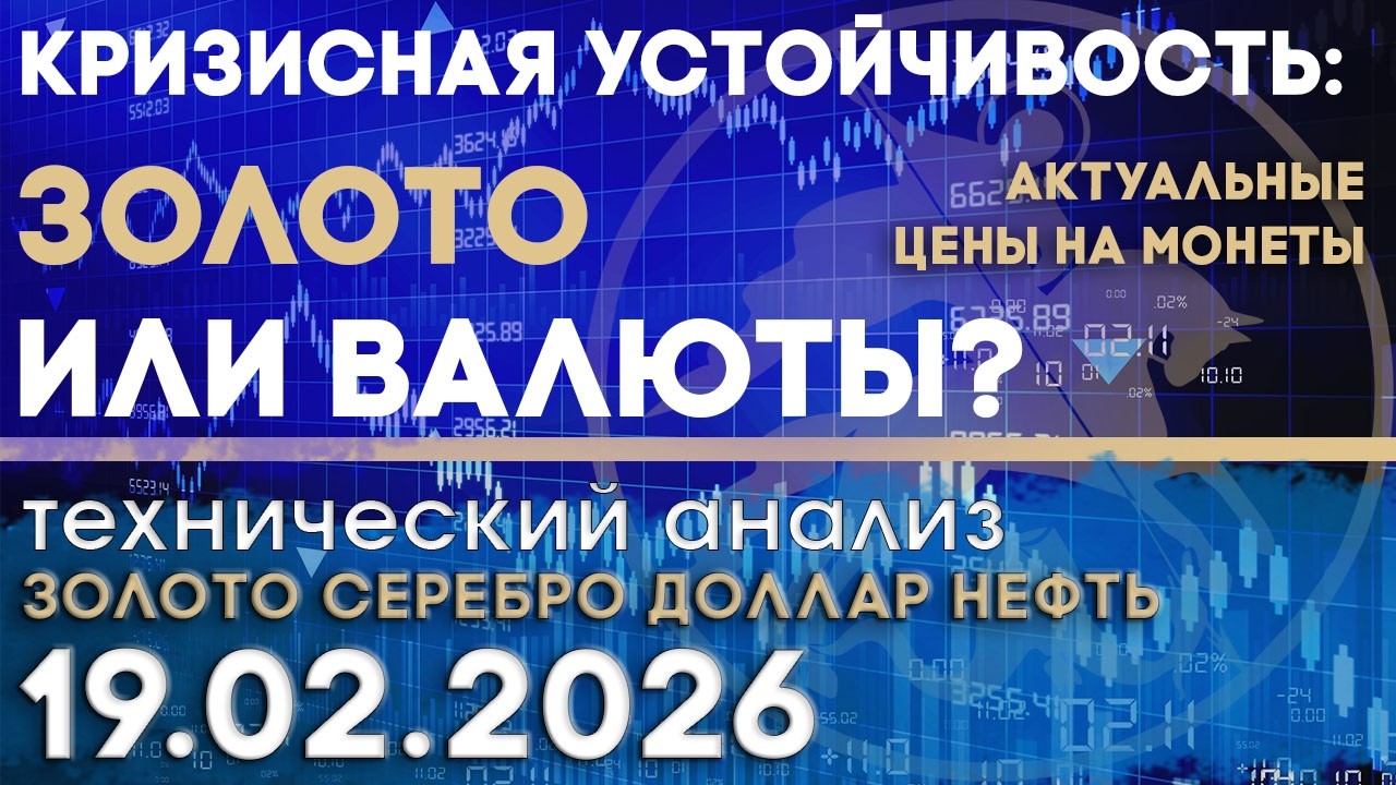Золото или валюты? Кризисная устойчивость. Анализ рынка золота, серебра, нефти, доллара 19.02.2026 г