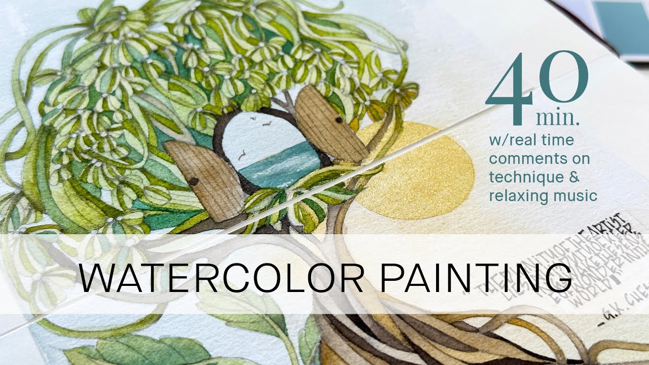 illustrating a quote with watercolor | sharing tips in real time + relaxing music