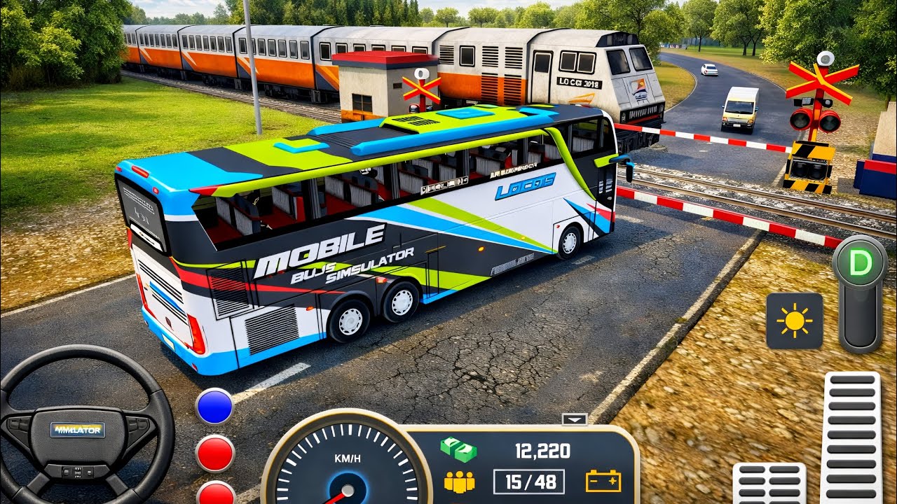 Realistic Bus Driving Simulator Gameplay | Train Crossing Challenge | Mobile Bus Simulator 3D