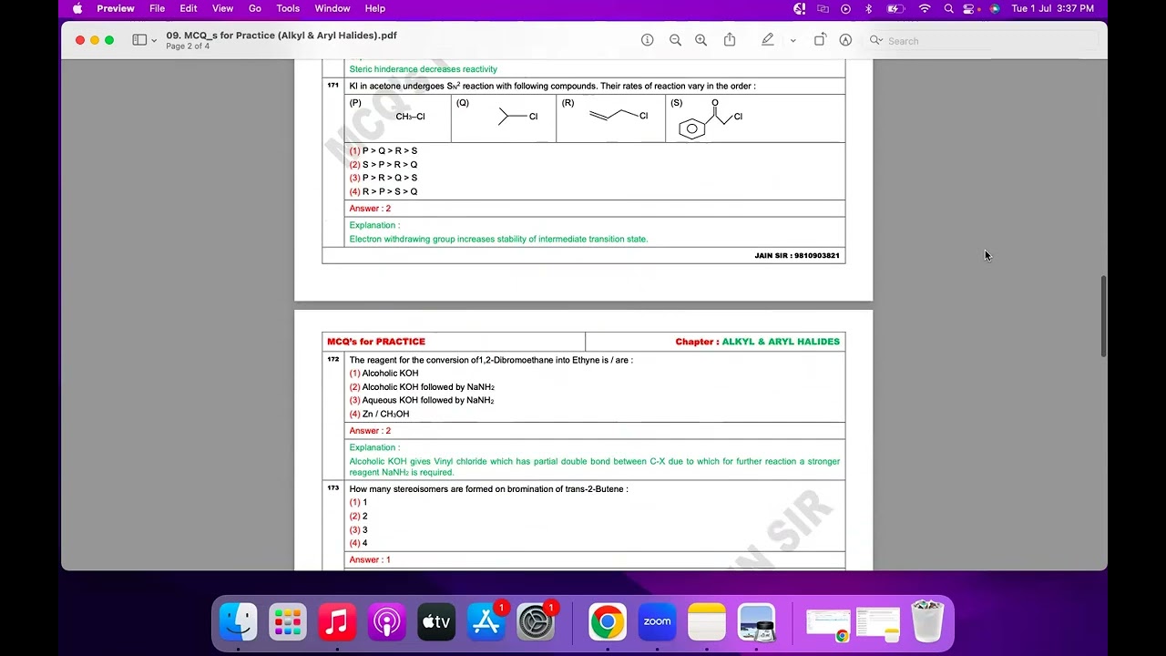 12th-Chemistry/Alkyl & Aryl Halides/MCQ&rsquo;s Sheet-09