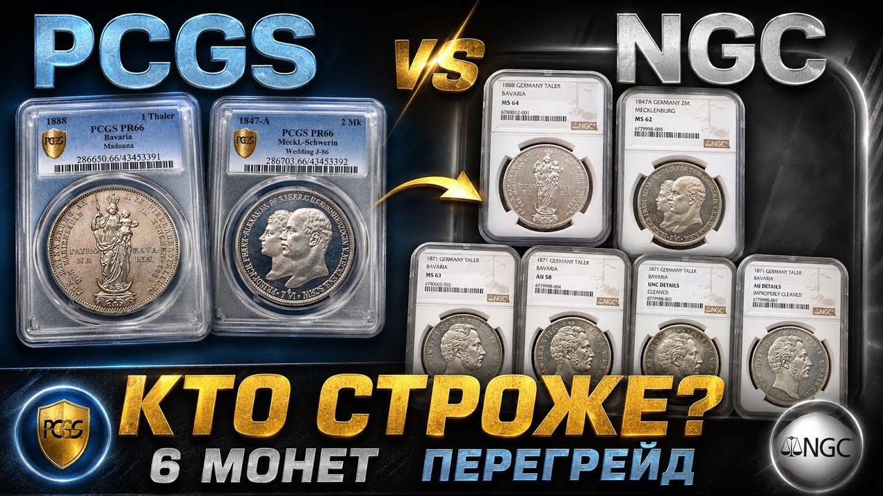 PCGS или NGC - кто строже? Результаты перегрейда 6 монет