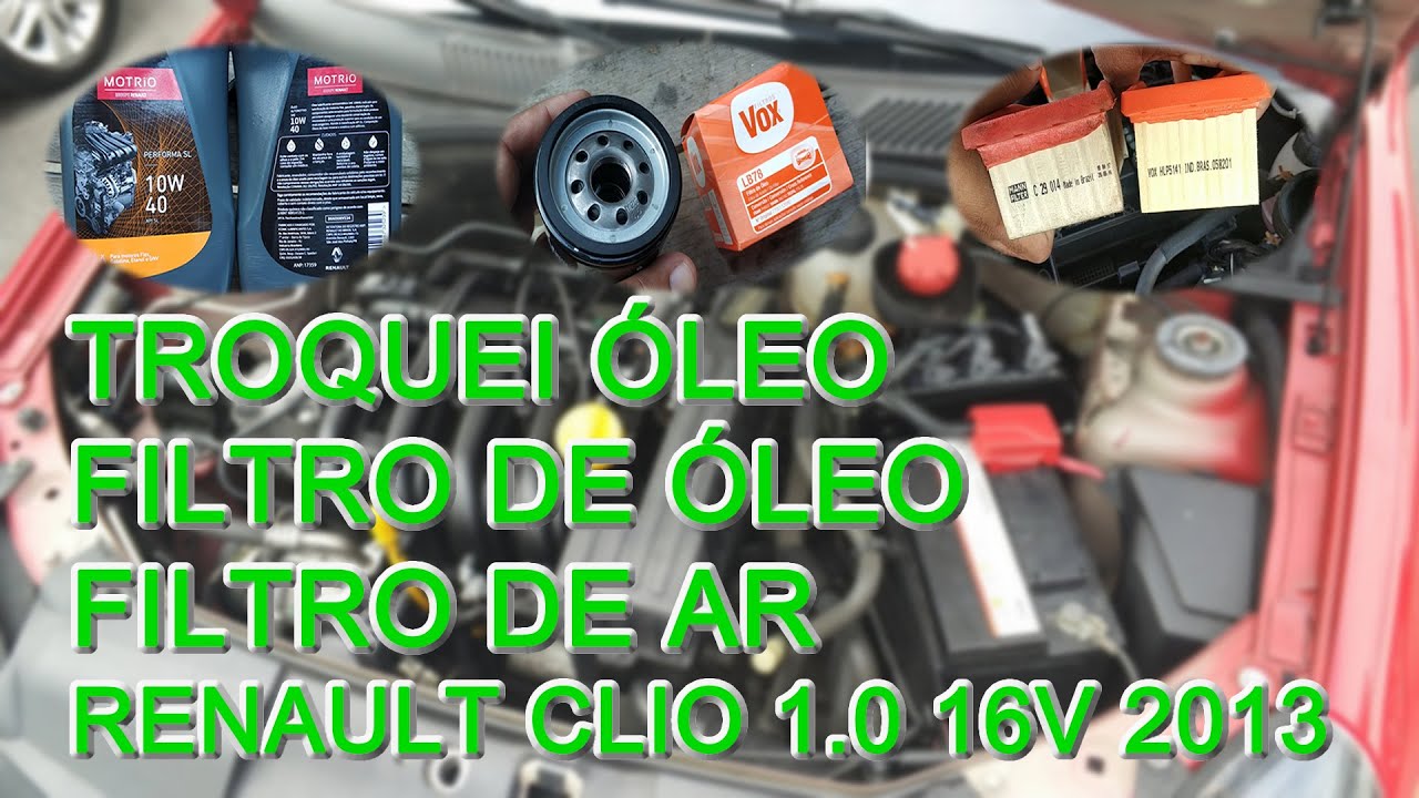 TROQUEI ÓLEO FILTRO DE ÓLEO FILTRO DE AR RENAULT CLIO 1.0 16v 2013