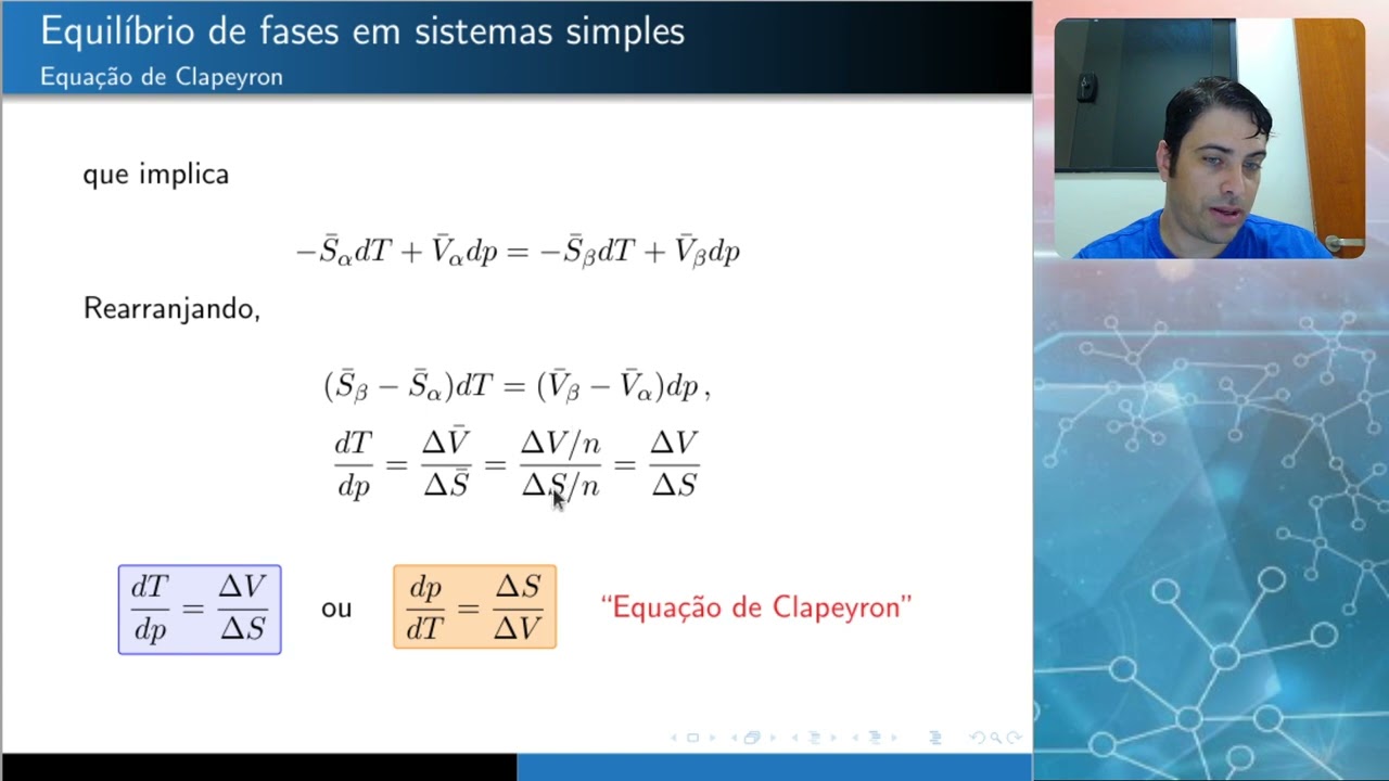 Lec 02 - Equilíbrio de fases em sistemas simples - Equação de Clapeyron - Diagrama de fase