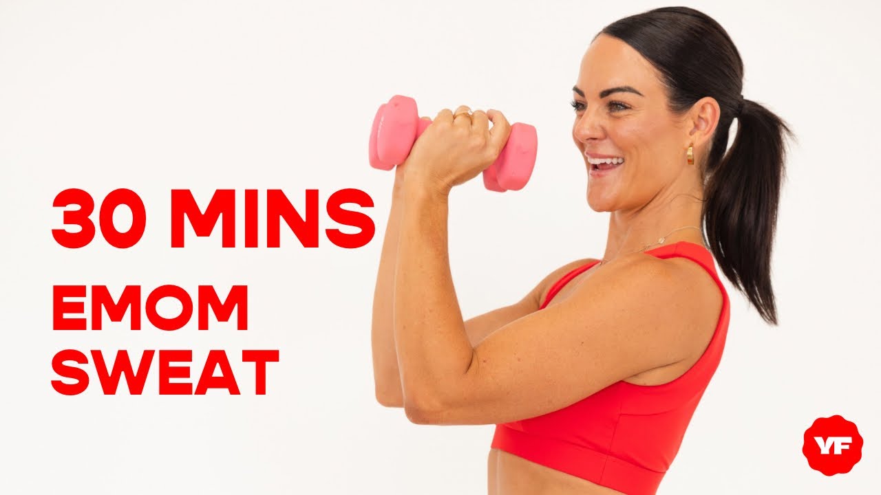 30-Minute EMOM Full Body Strength + Sweat | Dumbbells | At-Home Workout