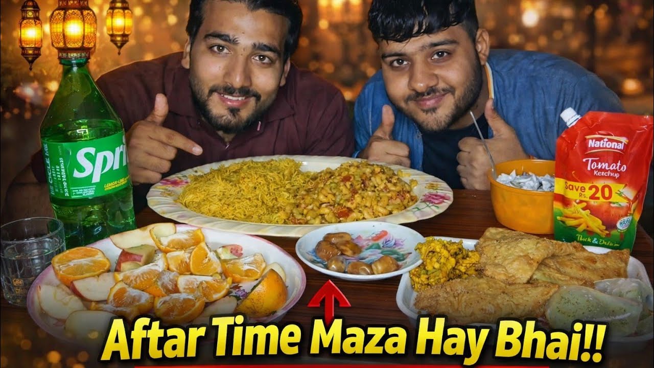 Full Desi Aftar Challenge 😱 | Samosay Chaat, Rice Sab Khatam!😋#Macaroni#samosa#briyani#mukbang#asmr 