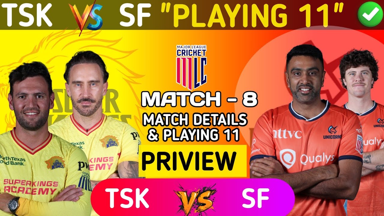 MLC 2026 | Match - 8 | TSK Vs SFU Match Details & Playing 11 | Match Preview & Analysis | Who Is Won