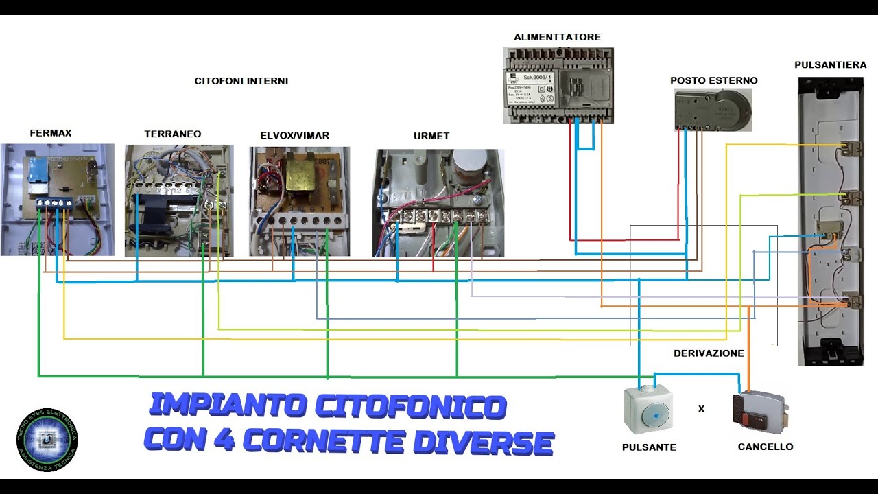 IMPIANTO CITOFONICO CON 4 CORNETTE DIVERSE( MONTAGGIO 4 PARTE)