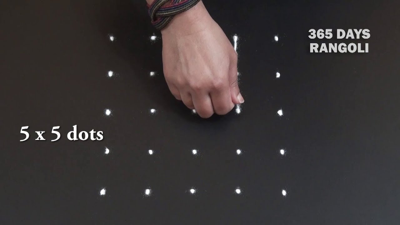 Simple padi kolam with 5 dots* how to draw padi kolam with dots* padi kolam for beginners