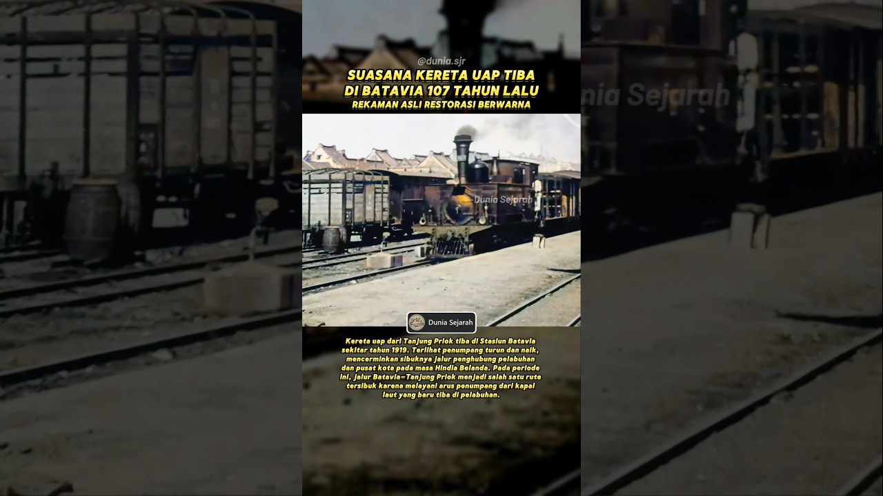 Kedatangan Kereta Uap di Stasiun Batavia 1919 #sejarahindonesia #tempodulu #jakarta #hindiabelanda