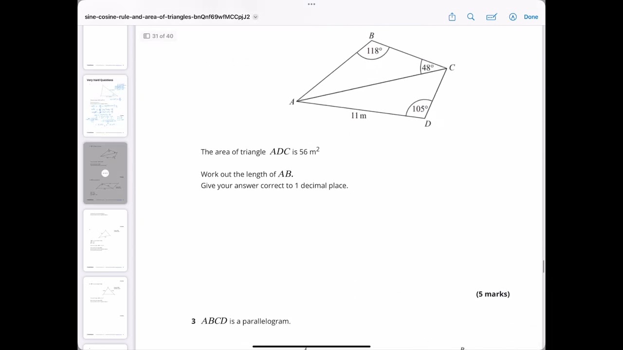@Katiedoesmaths Trickier area of any triangle questions and cos and sin rules