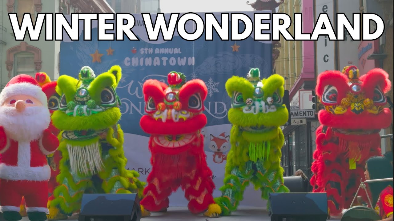 Lion Dance at Winter Wonderland 2025 🦁 | San Francisco Chinatown