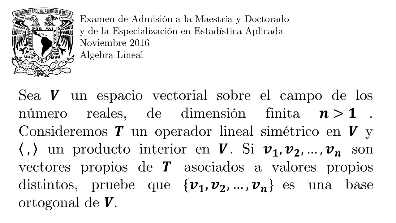 Demostrando que cierto conjunto es una base ortogonal | Examen de admisión a la Maestría UNAM
