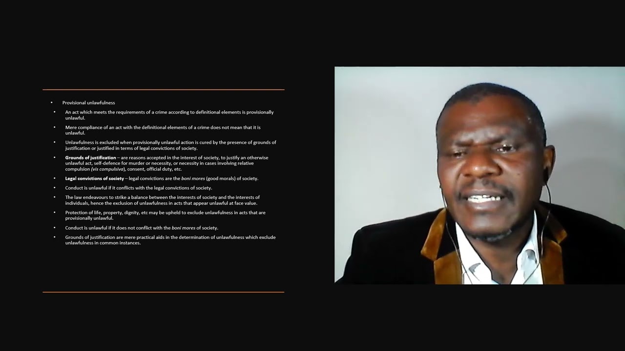 Unlawfulness and grounds of justification in South African criminal law   Dr Philani L Ndlovu