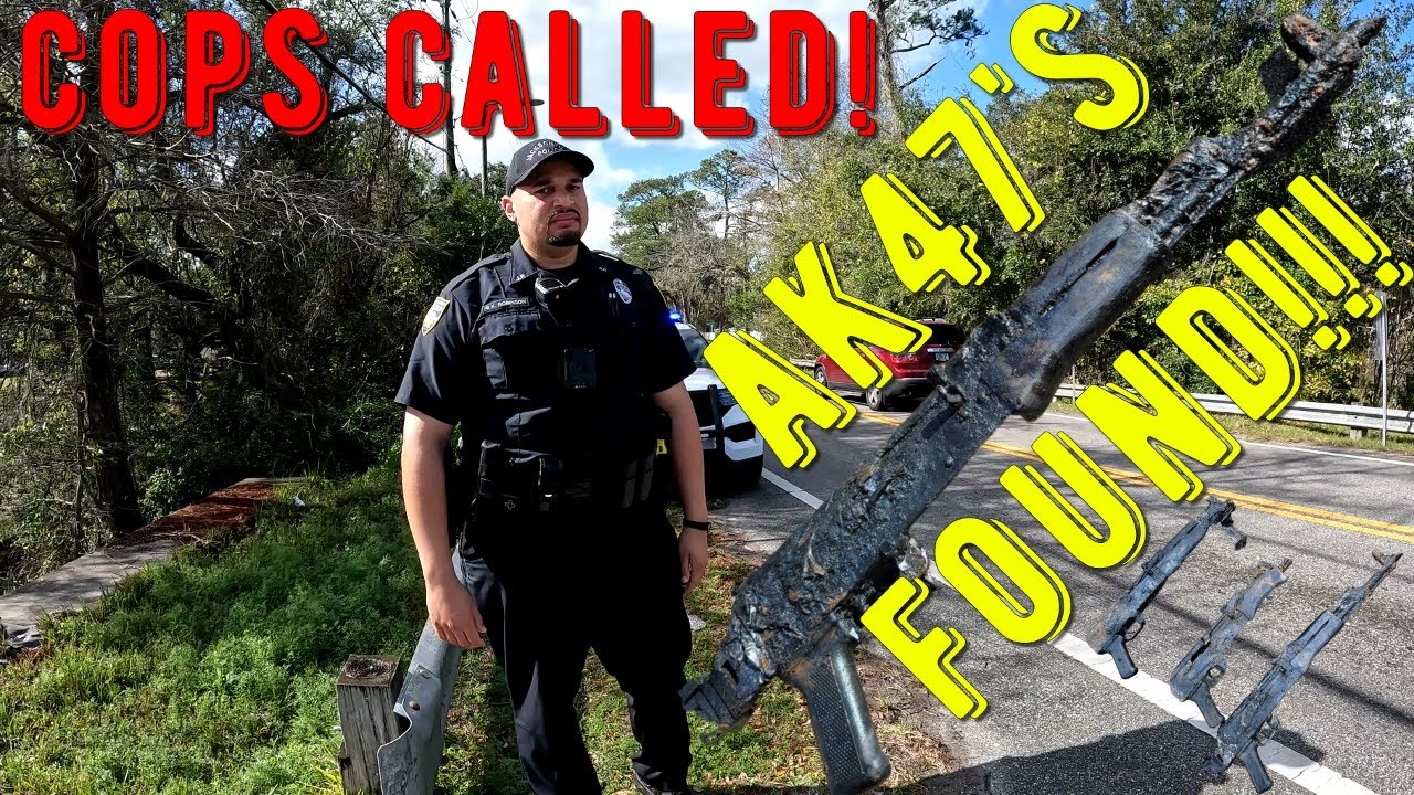 COPS CALLED! 3 AK-47's/Dracos found! Magnet Fishing a Criminal Dump Site!
