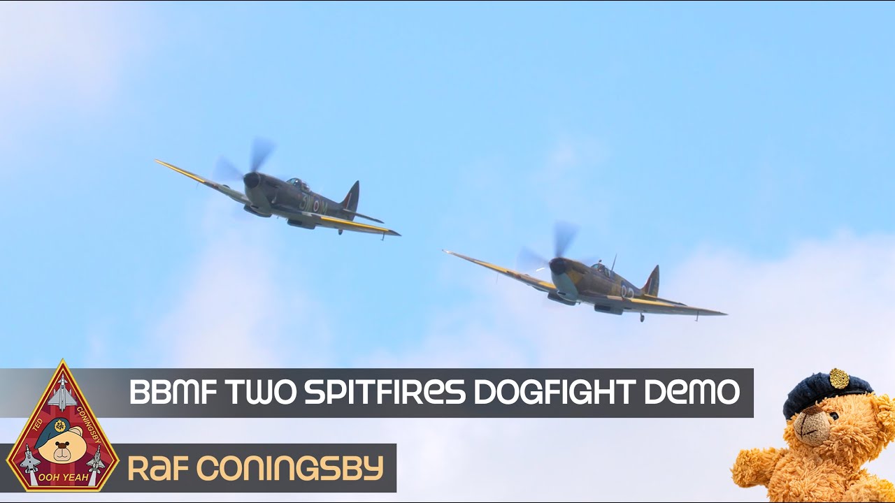 REMEMBERING MARK LONG 2 BBMF SPITFIRES Mk. XVI & Mk. IX DOGFIGHT DEMO DISPLAY • RAF CONINGSBY