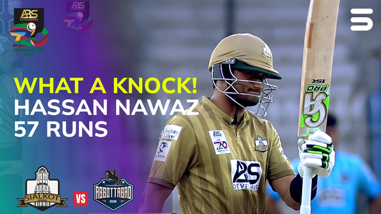 Hassan Nawaz Brilliant 57 Runs| Sialkot vs Abbottabad | ABS Developers National T20 Cup 2026 | MZA1J