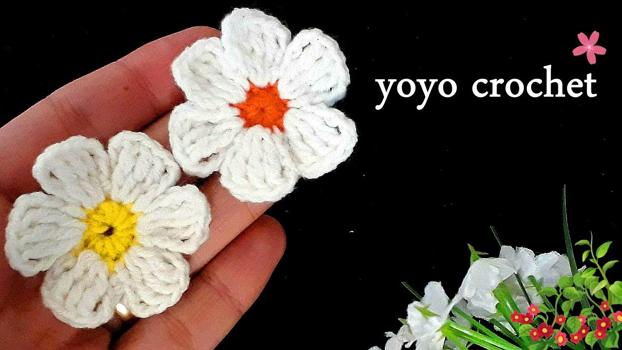 كروشية وردة سهلة وبسيطة للمبتدئين  بلونين - Crochet a Simple Flower #يويو كروشية