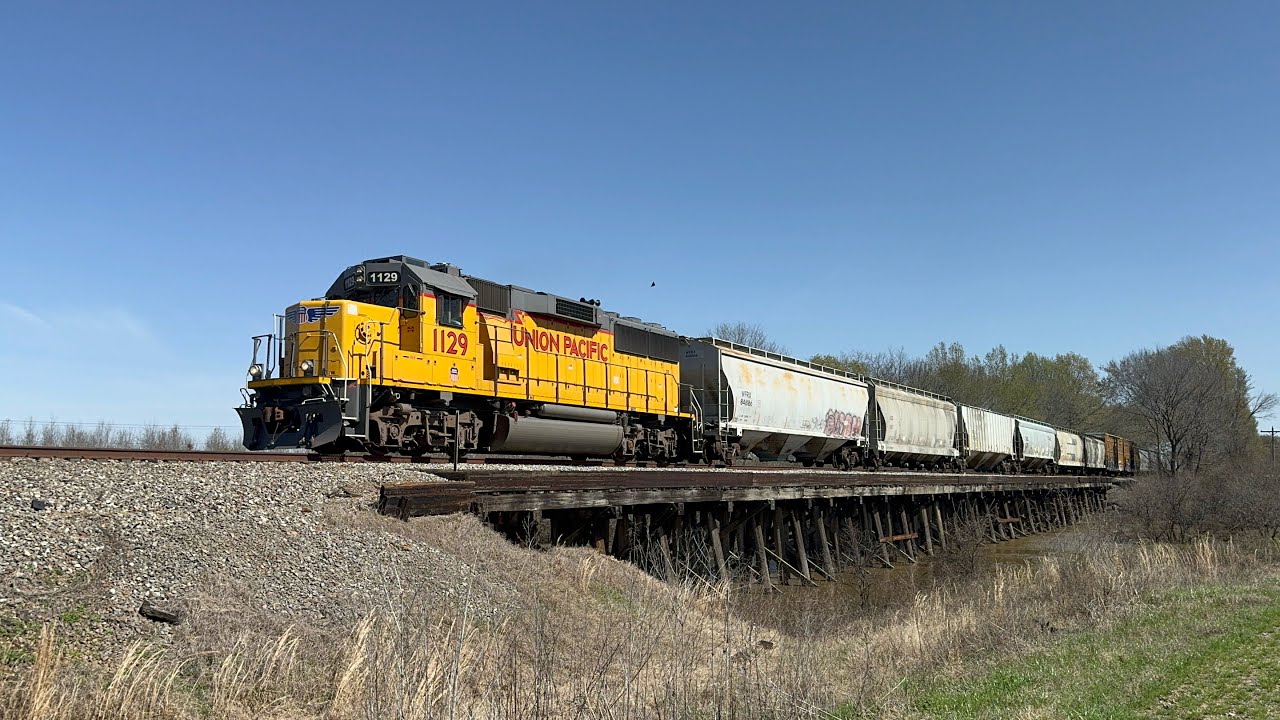Union Pacific 1129 Crossing the Crooked Creek Trestle in Arkansas County, AR