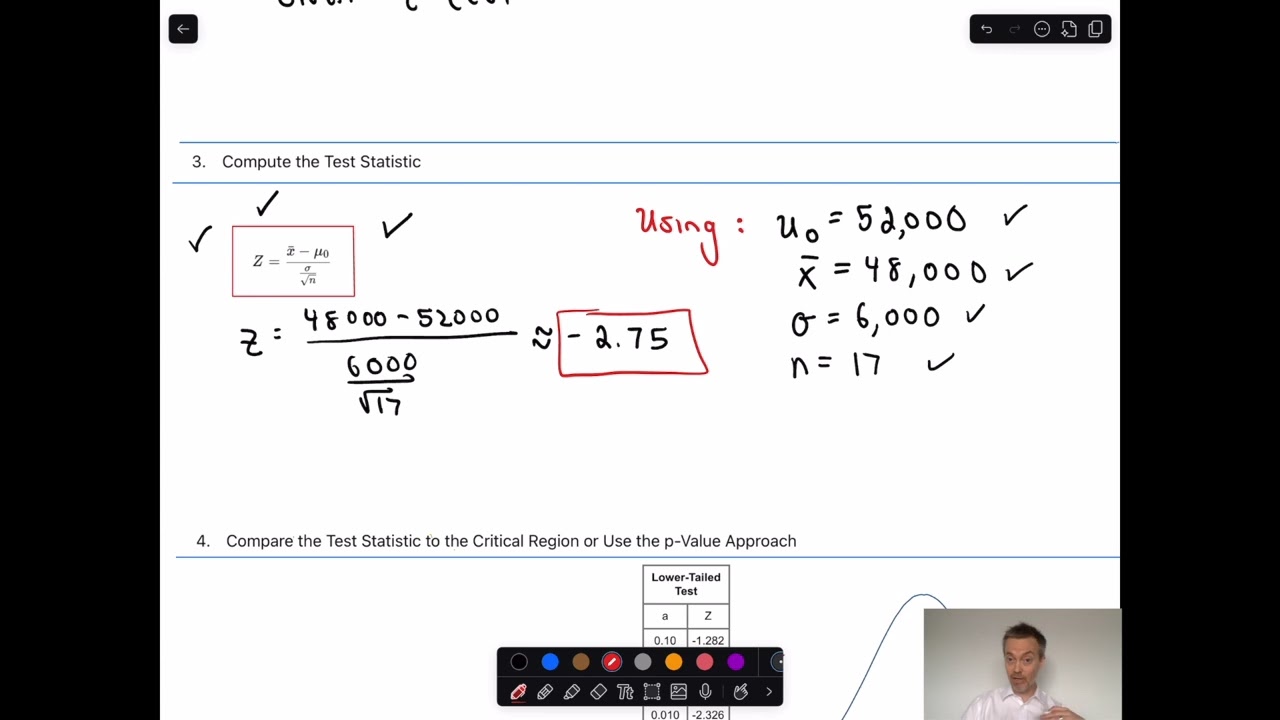 Performing a Hypothesis Test, Sigma Known