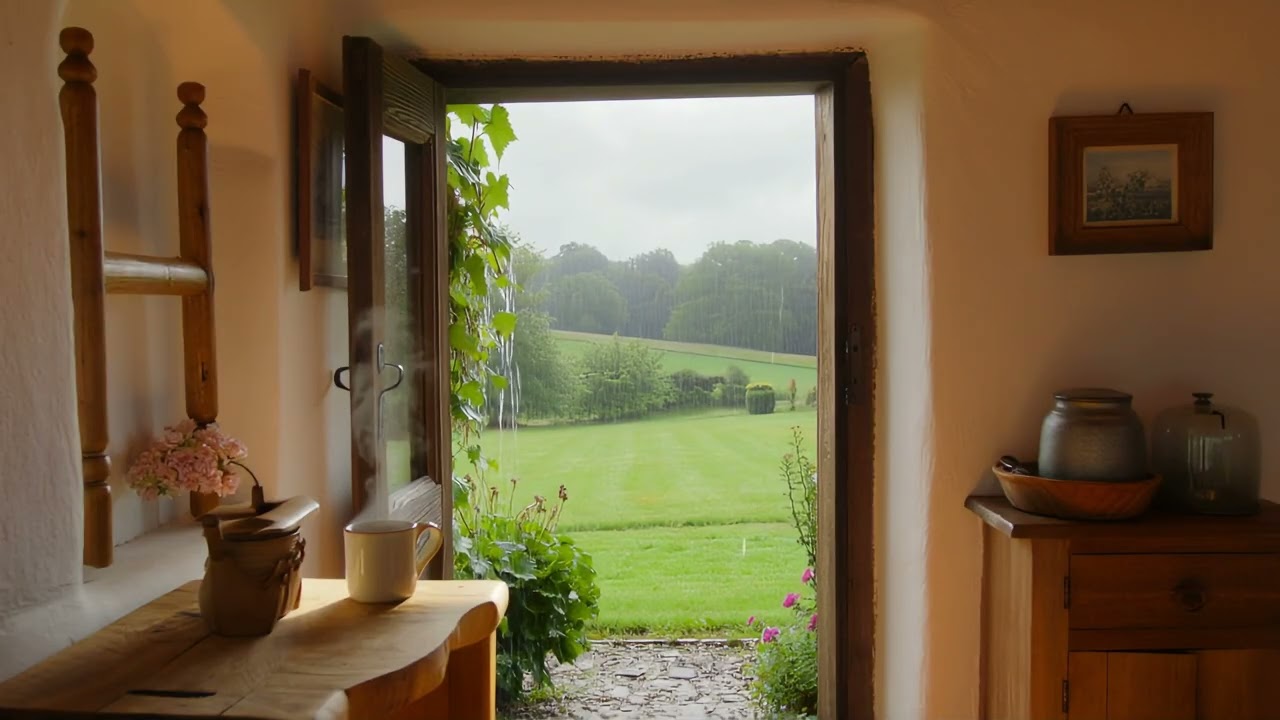 Relaxing Countryside Rain 🌧️ Cozy Cottage Ambience with Soft Rain on the Roof
