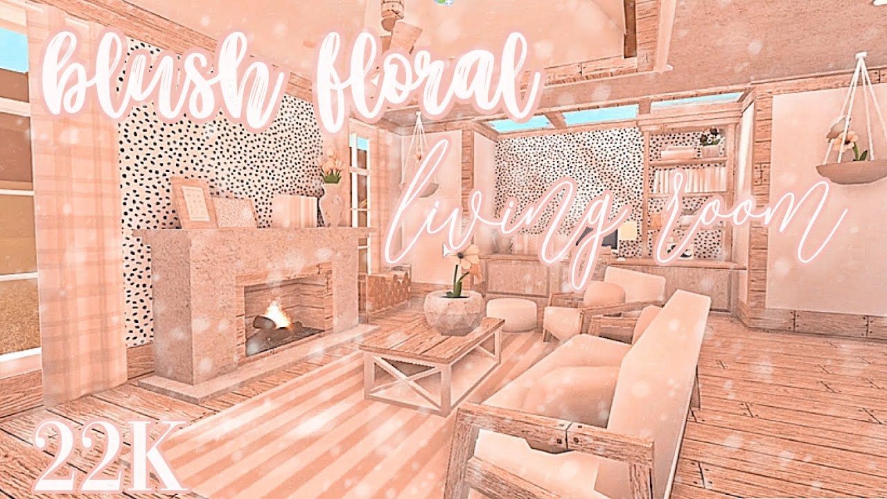 blush floral living room || welcome to bloxburg