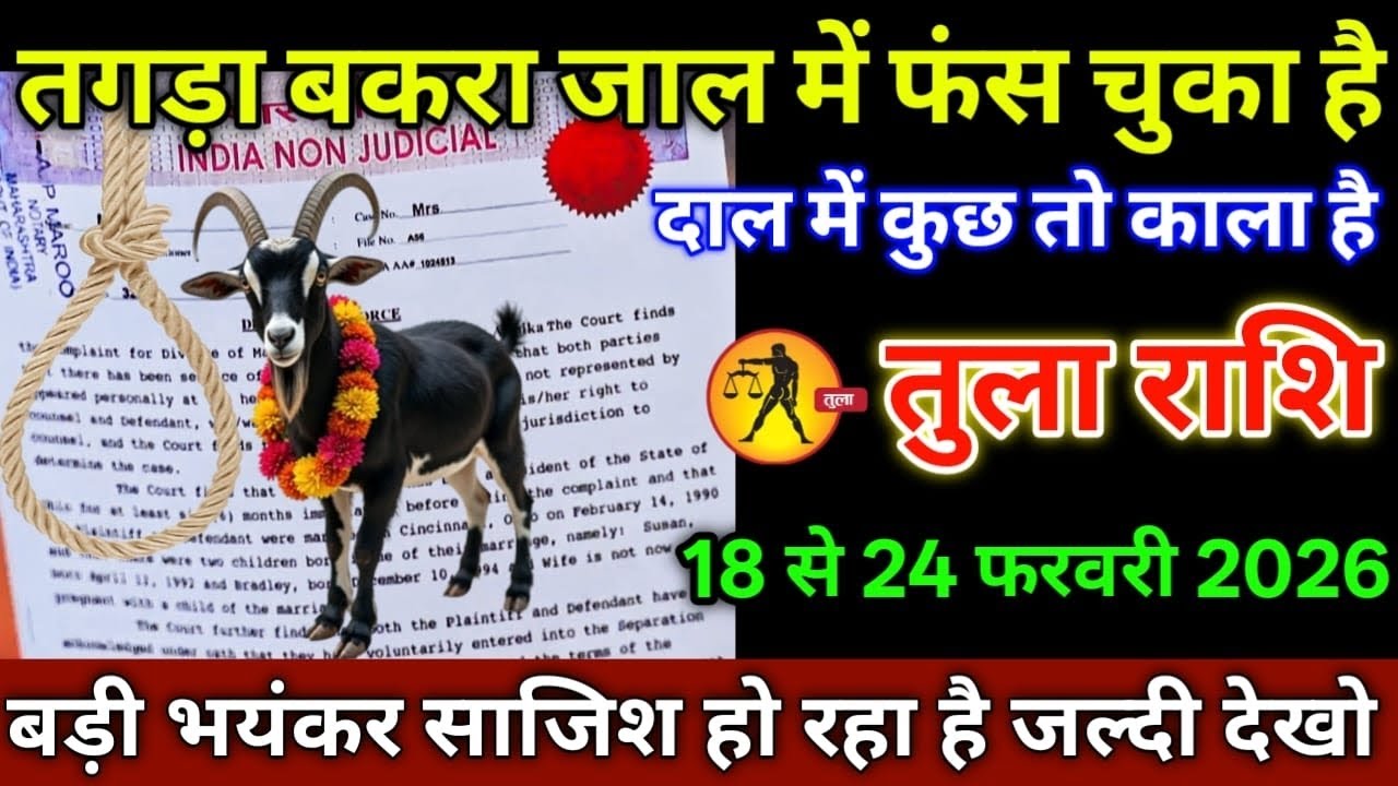 तुला राशि वालों 18 से 24 फरवरी 2026 से तगड़ा बकरा जाल में फंस चुका है दाल में कुछ तो काला है सावधान!