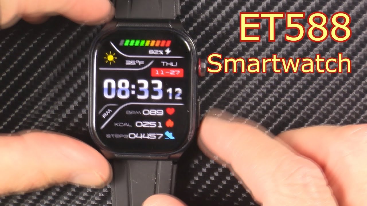 ET588 Smartwatch blood glucose uric acid lipids body fat HRV BP SMS EKG ECG heart fitness BMI AOD