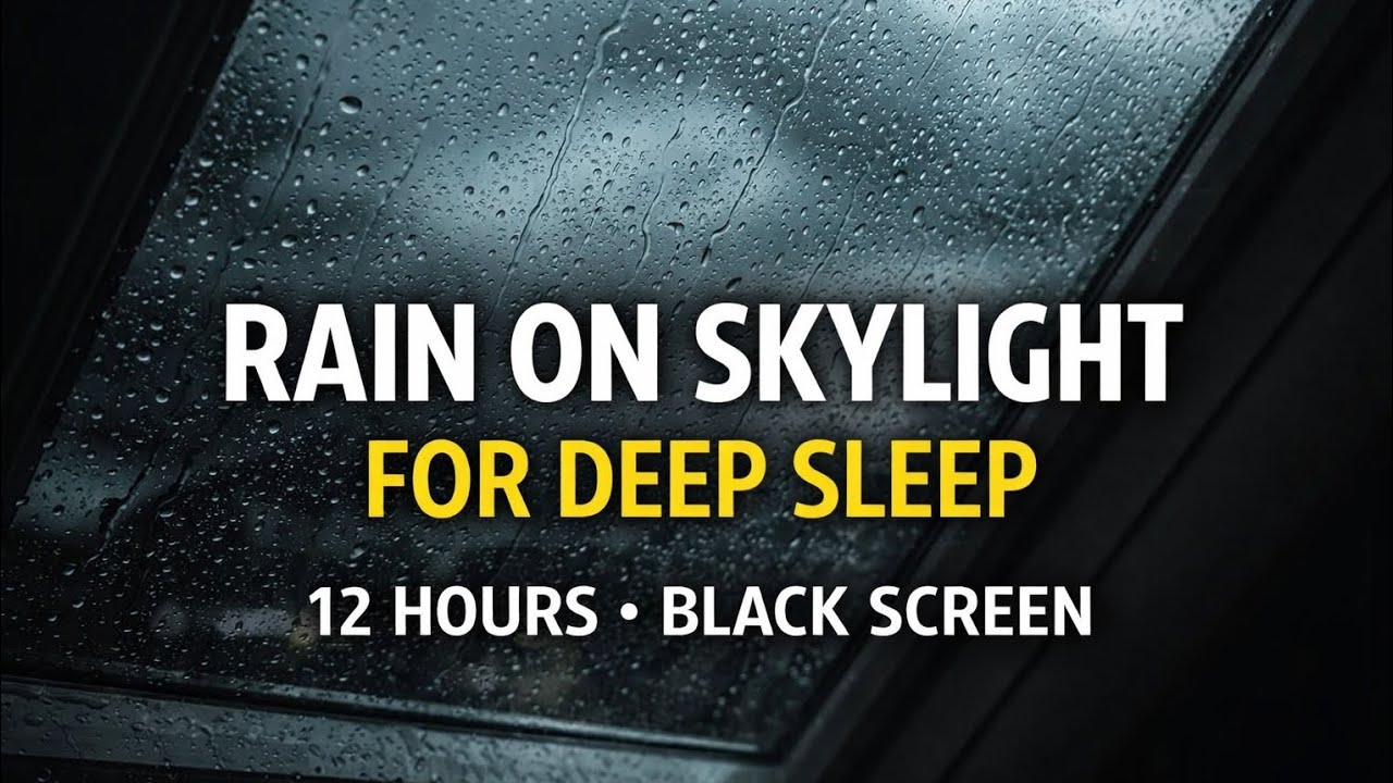 Rain on Skylight for Deep Sleep (12 Hours) | Rain on Window | Black Screen | No Ads