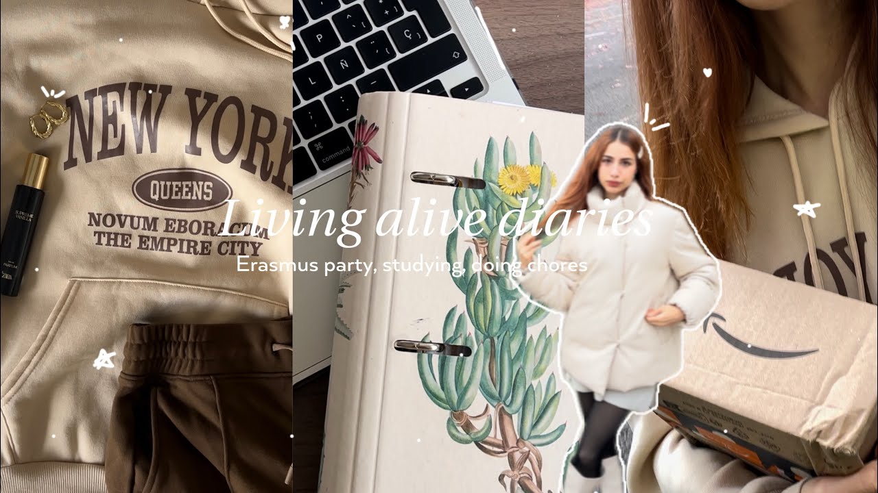 Living alone diaries #2 🤍| Erasmus party, studying, doing chores, skincare unboxing